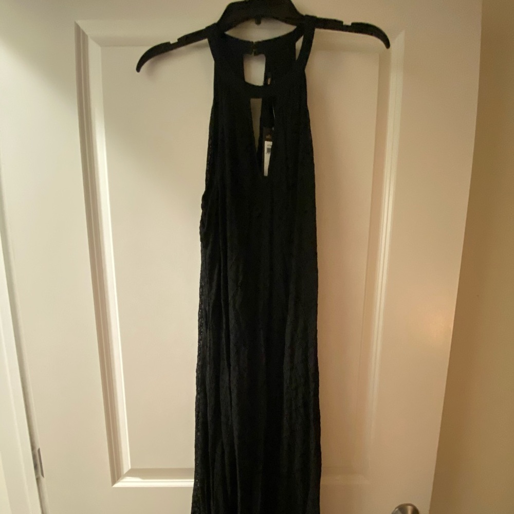Black silk hobo floor length dress.Sheek and comfy